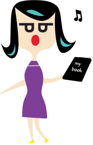 Millie singing with book